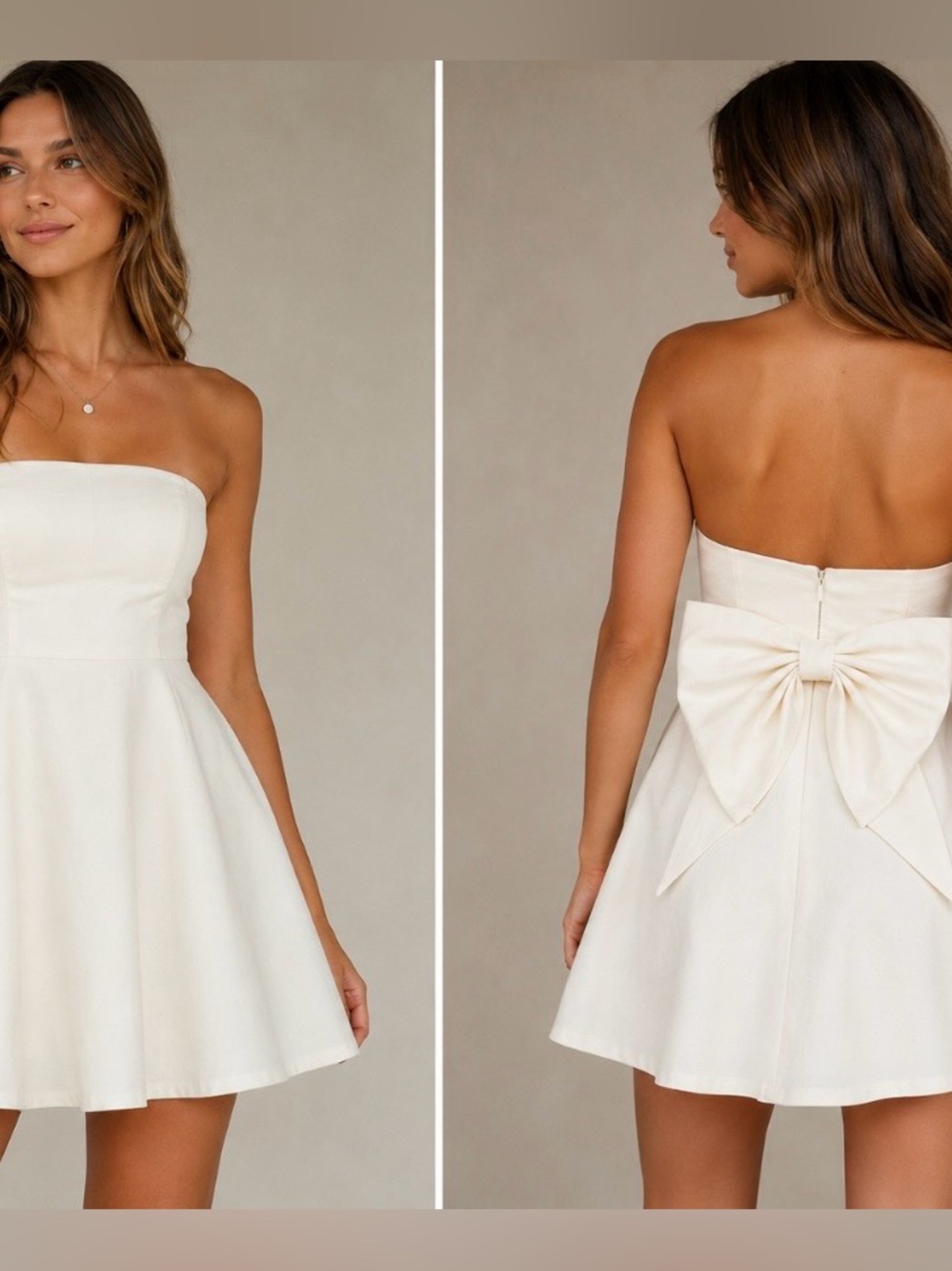 Altar’d State Ivory Strapless Bow Back Mini Dress XL Bridal Graduation